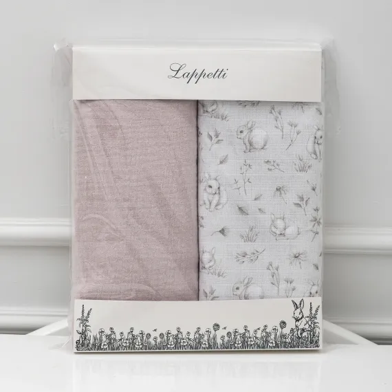 Набор муслиновых пеленок Lollycottons Кролик Лаппин, Розовый