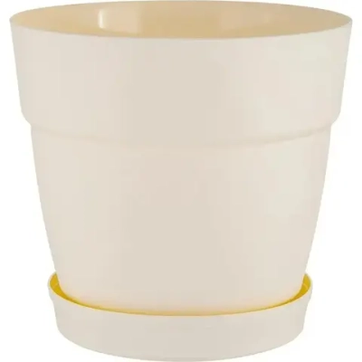 Горшок для цветов InGreen Villa de Fiori с фиксируемым поддоном 4л, D200мм, белоснежный жа