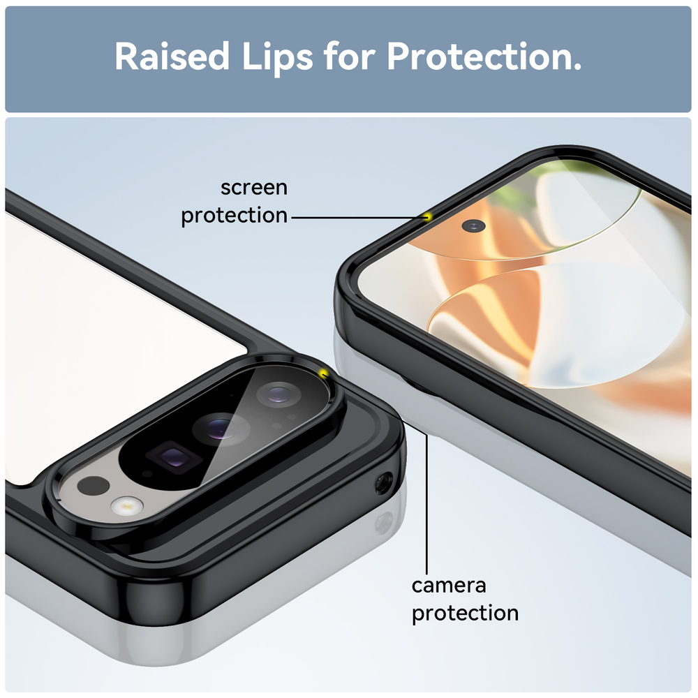 Противоударный чехол для смартфона Google Pixel 10 и 10 Pro, усиленные защитные рамки черного цвета