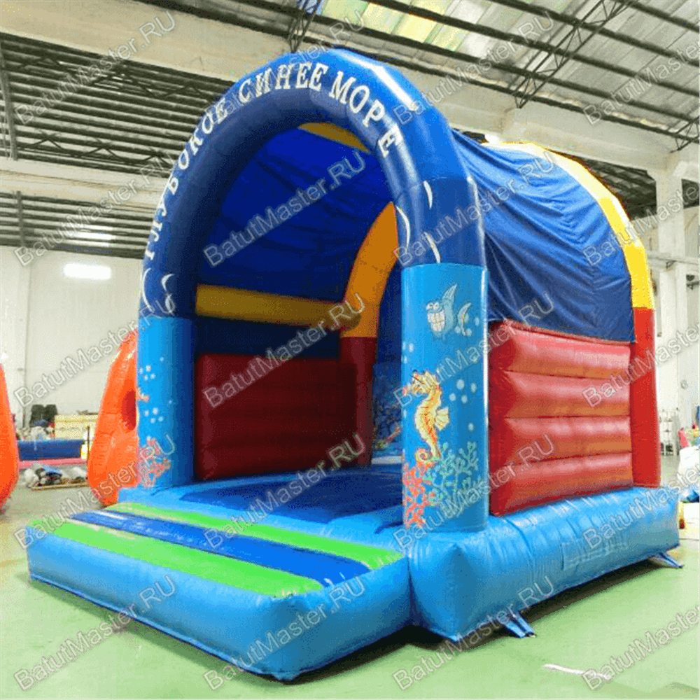 Коммерческий надувной батут "Синее море" с крышей
