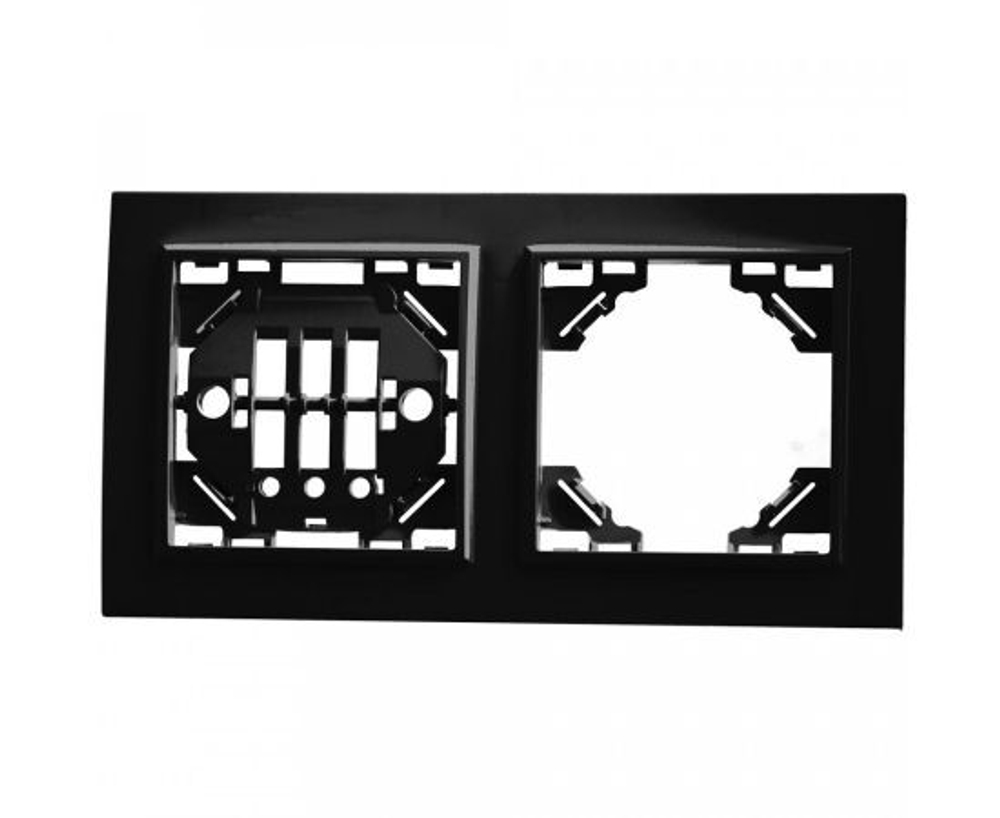 Рамка для розетки, выключателя 5шт. / Рамка электроустановочная 2 поста, черный, Эрна Stekker PFR00-9002-03 39483