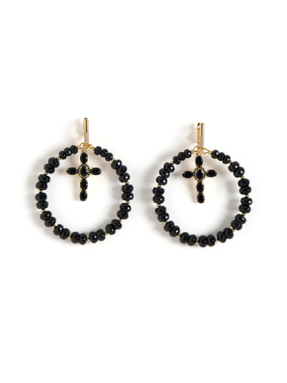 Серьги "Black night" из черного агата Gold