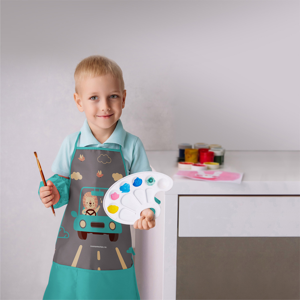 Фартук завязки 49х39 Львенок (серый)