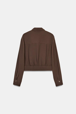 ZARA РУБАШКА C ХЛЯСТИКАМИ НА ПЛЕЧАХ, КОРИЧНЕВЫЙ