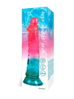 Яркий двухцветный фаллоимитатор с присоской (Цвет: разноцветный)