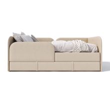Кровать детская 160х80 см с бортиком и ящиком (скругленная) (беж Беверли)