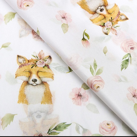 Бумага упаковочная тишью "Лисица и сад", 50 см х 70 см, 17 грамм