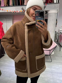 Двойная дубленка Magic шоколадно-бежевая