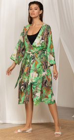 Халат из поливискозной ткани с тропическим принтом (Размер: XL-XXL) (Цвет: зеленый)