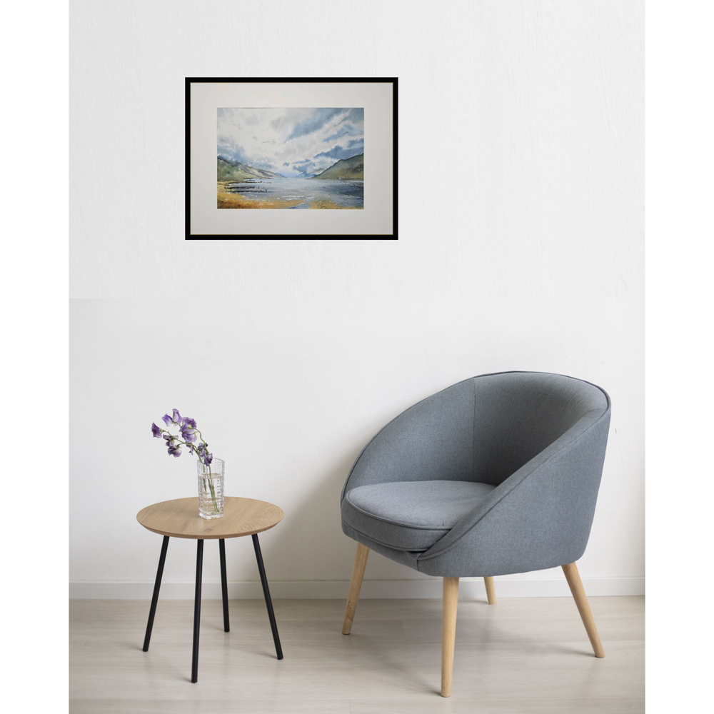 Картина акварельная авторская в паспарту 30х40 см на стену для интерьера "Лох-Несс. Шотландия""