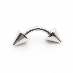 Микробанан 6 мм с конусами 6 мм для пирсинга брови. Медицинская сталь. 1 шт.