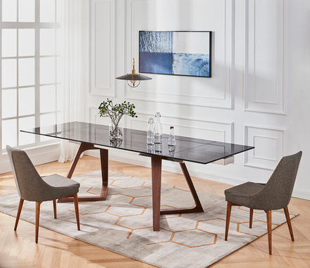 Стол обеденный Ist Casa раскладной Бостон Блэк, 160(240)х90х76см, затемненное стекло