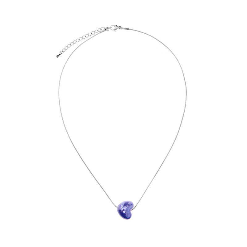 Колье Серебряная Подвеска с Синим Сердцем