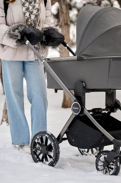 Детская коляска Peppy Monaco 2 в 1 Black (черный), рама черная матовая