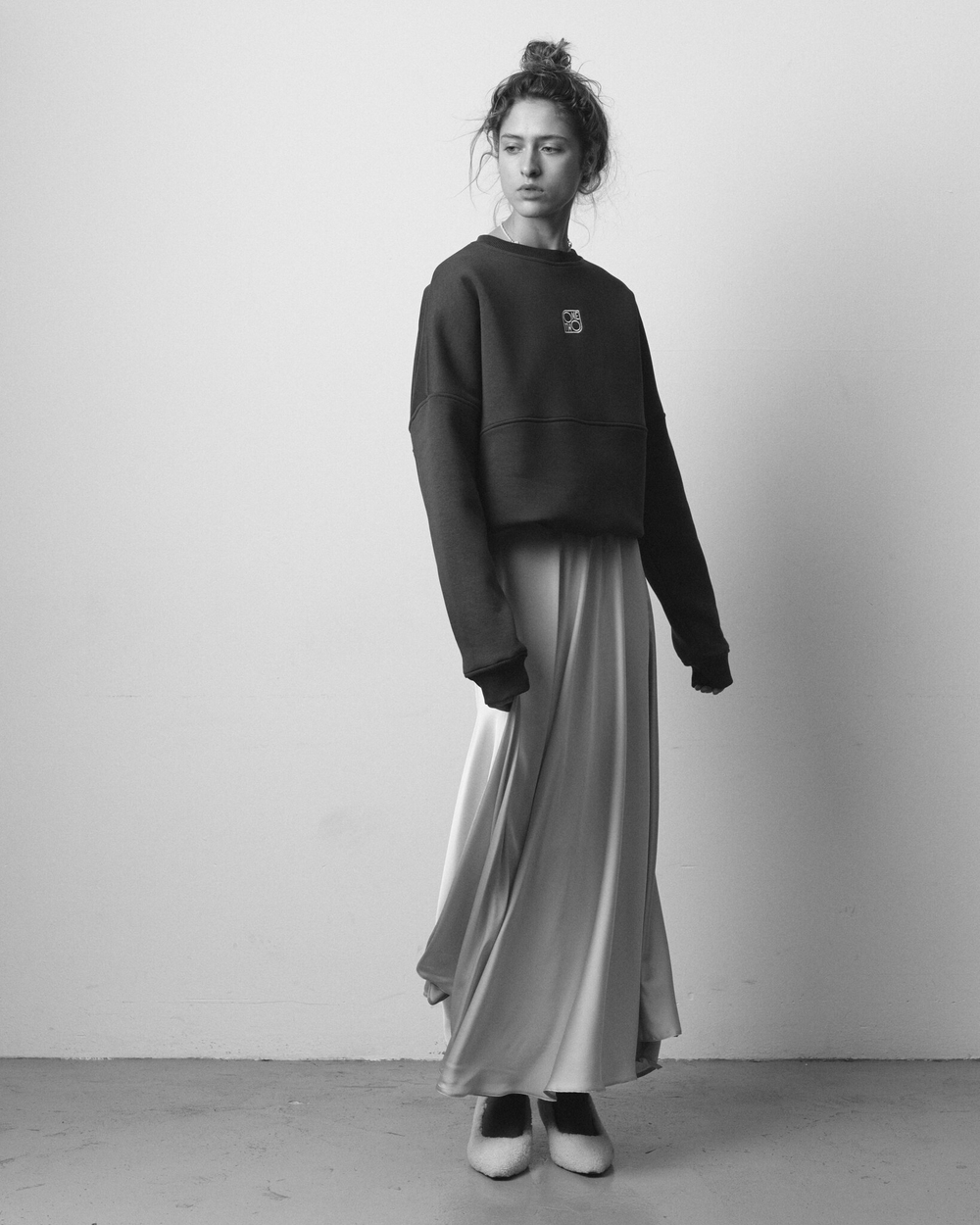 Silk A-line Skirt Silver