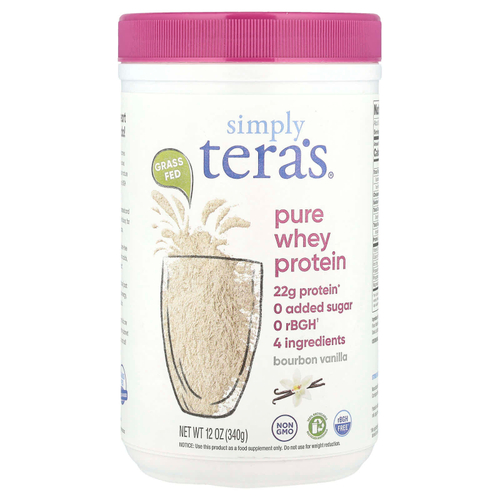 Simply Tera's, Grass Fed, Simply Pure Whey Protein, бурбонская ваниль, 340 г (12 унций)