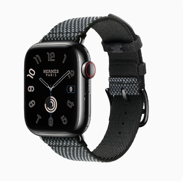 Apple Watch Hermès 41mm Silver Stainless Steel Case with Denim/Noir Toile H Single Tour