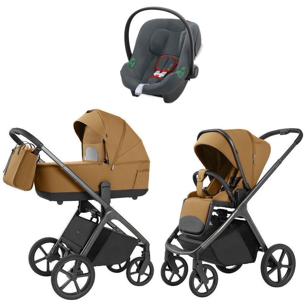 Коляска Carrello Vector 2025 CRL-6551 и автокресло Cybex Aton B2 Steel Grey 3 в 1 Golden Beige