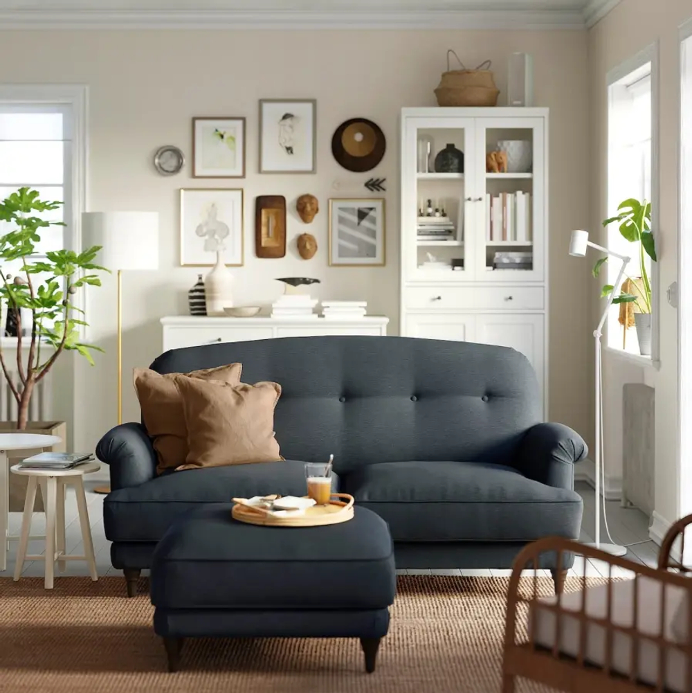 2-местный диван - IKEA ESSEBODA, 94x96x192см, черный,  ЭССЕБОДА ИКЕА