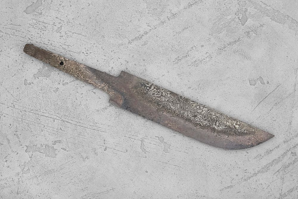 Заготовка для ножа, дамаск ZDI-1016 дикий 4,2мм. Модель "Классик-II" с клинком 140мм, ТО 58-60HRC