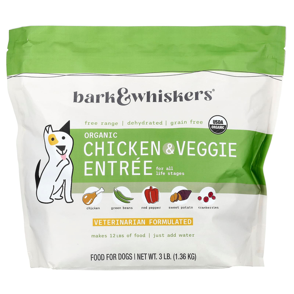 Dr. Mercola, Bark & Whiskers®, органическое блюдо из курицы и овощей, для собак, 1,36 кг (3 фунта)