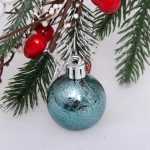 Новогодние шары 4 см (набор 6 шт) «Микс фактур», темный нефрит