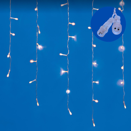 ULD-B6007-300/DTA WARM WHITE IP44 Бахрома светодиодная, 6м. 300 светодиодов. Теплый белый свет. Провод прозрачный. ТМ Uniel