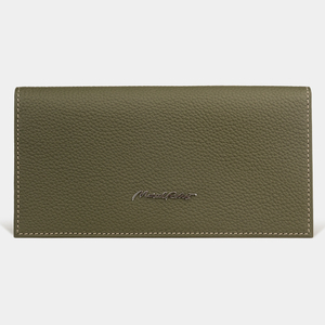 Длинный кошелек Lingot из кожи теленка зеленого цвета