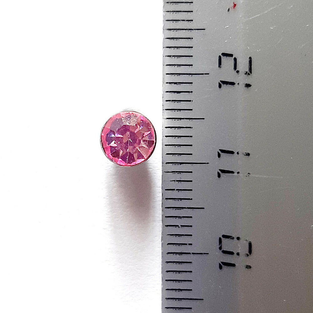 Магнитные серьги клипсы с розовым кристаллом. 1 пара