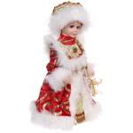 Снегурочка музыкальная 30 см в красно-золотой шубе