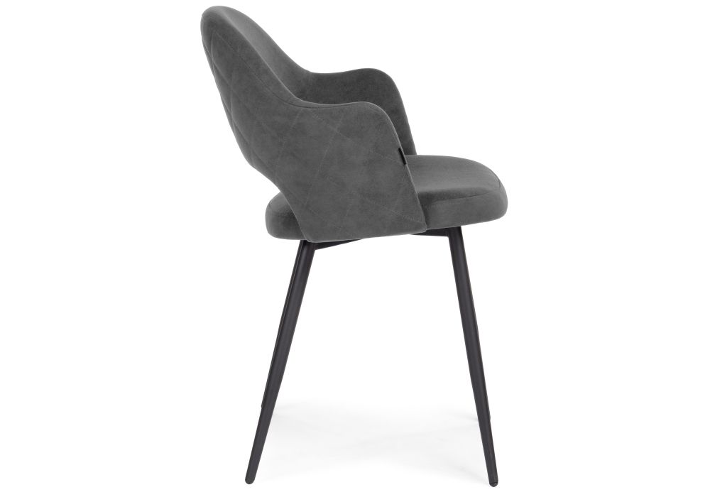 Стул на металлокаркасе Гутрид прошивка ромбы сзади темно-серый / черный