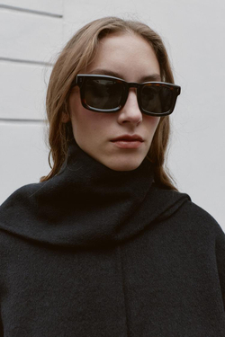 ZARA КОРОТКОЕ ПАЛЬТО ИЗ СМЕСОВОЙ ШЕРСТИ С ШАРФОМ, ЧЕРНЫЙ