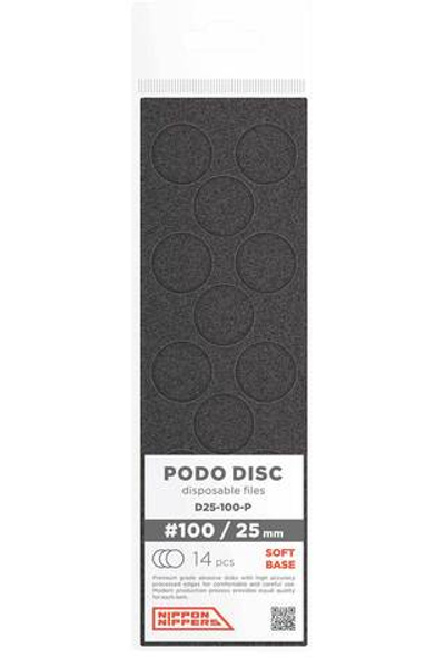 Nippon Nippers. Файлы для пододисков абразив 100, карбид-кремния, 14 шт. Вспененная основа. Диаметр 25 мм.