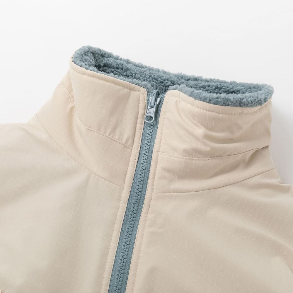 Куртка Ymkashix двухсторонняя Ride Puff бежевая / пыльно-синяя