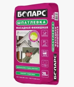Шпатлевка финишная цементная фасадная белая Боларс 20 кг, шпаклевка выравнивающая для фасадов, стен и потолков