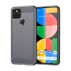 Чехол серого цвета для смартфона Google Pixel 5, серия Carbon (стиль карбон) от Caseport