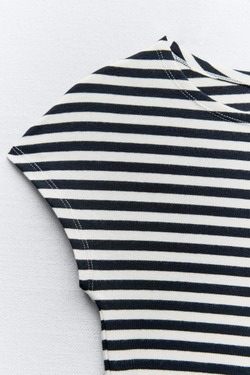 ZARA УКОРОЧЕННЫЙ ТОП ИЗ ХЛОПКА И МОДАЛА, ПОЛОСКИ