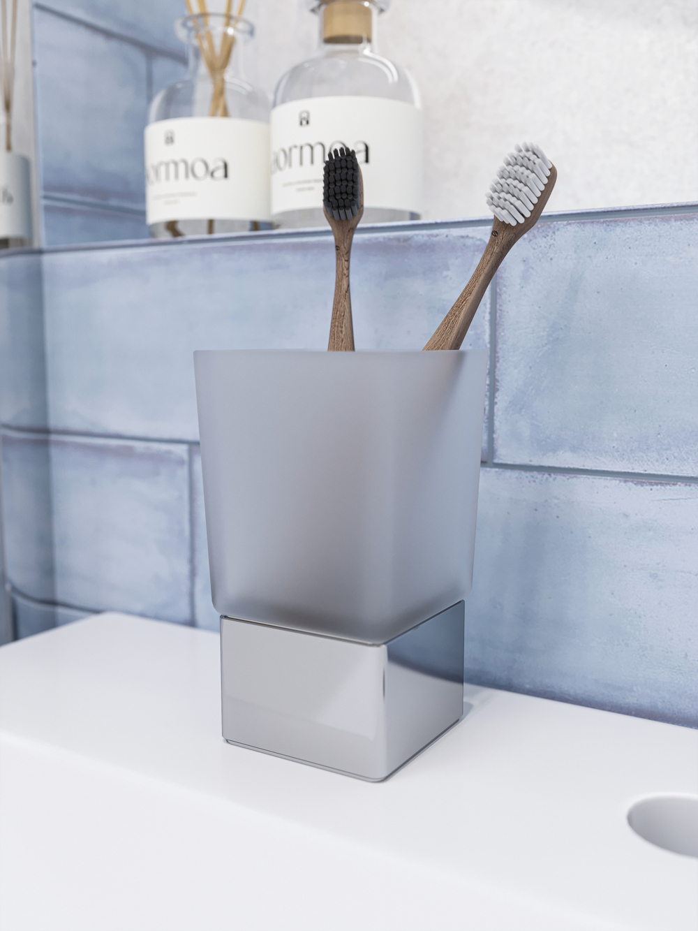 Стакан для зубных щеток STWORKI Стокгольм HASG31300 хром, стеклянный