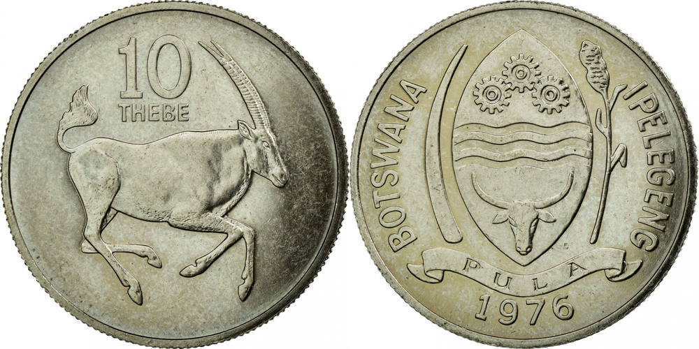 Ботсвана 10 тхебе, 1976-1989 Антилопа aUNC