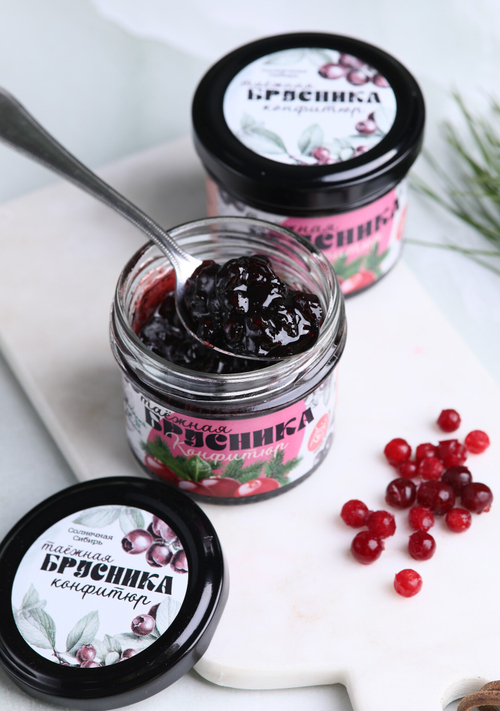 Конфитюр таежный ТАЕЖНАЯ БРУСНИКА / 100 г / банка / Солнечная Сибирь