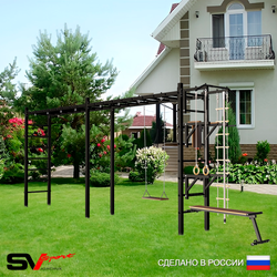 Уличная шведская стенка Sv Sport рукоход х 2 У53600 (Турник/Брусья/Стойка/Скамья/Деревянные/Канат/кольца/лестница)