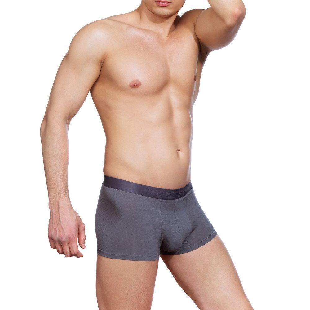 Классические боксеры из ультратонкого ажурного рибана (Размер: L) (Цвет: светло-серый)