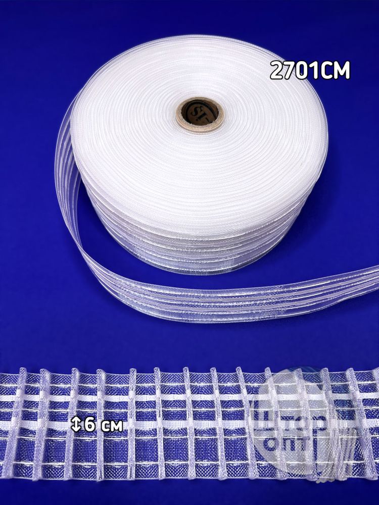 Лента шторная (2701 CM АВР) OZ-IS, Карандаш, прозрачная, ширина 6см, рулон 50м