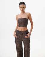 WASHED BROWN BANDEAU TOP