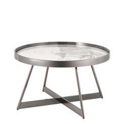 Журнальный столик Elica Ø80 см, керамика, тёмный хром
