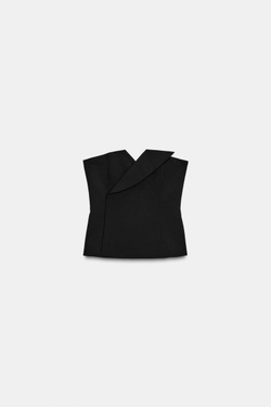ZARA ТОП БЕЗ БРЕТЕЛЕЙ — ZW COLLECTION LIMITED EDITION, ЧЕРНЫЙ