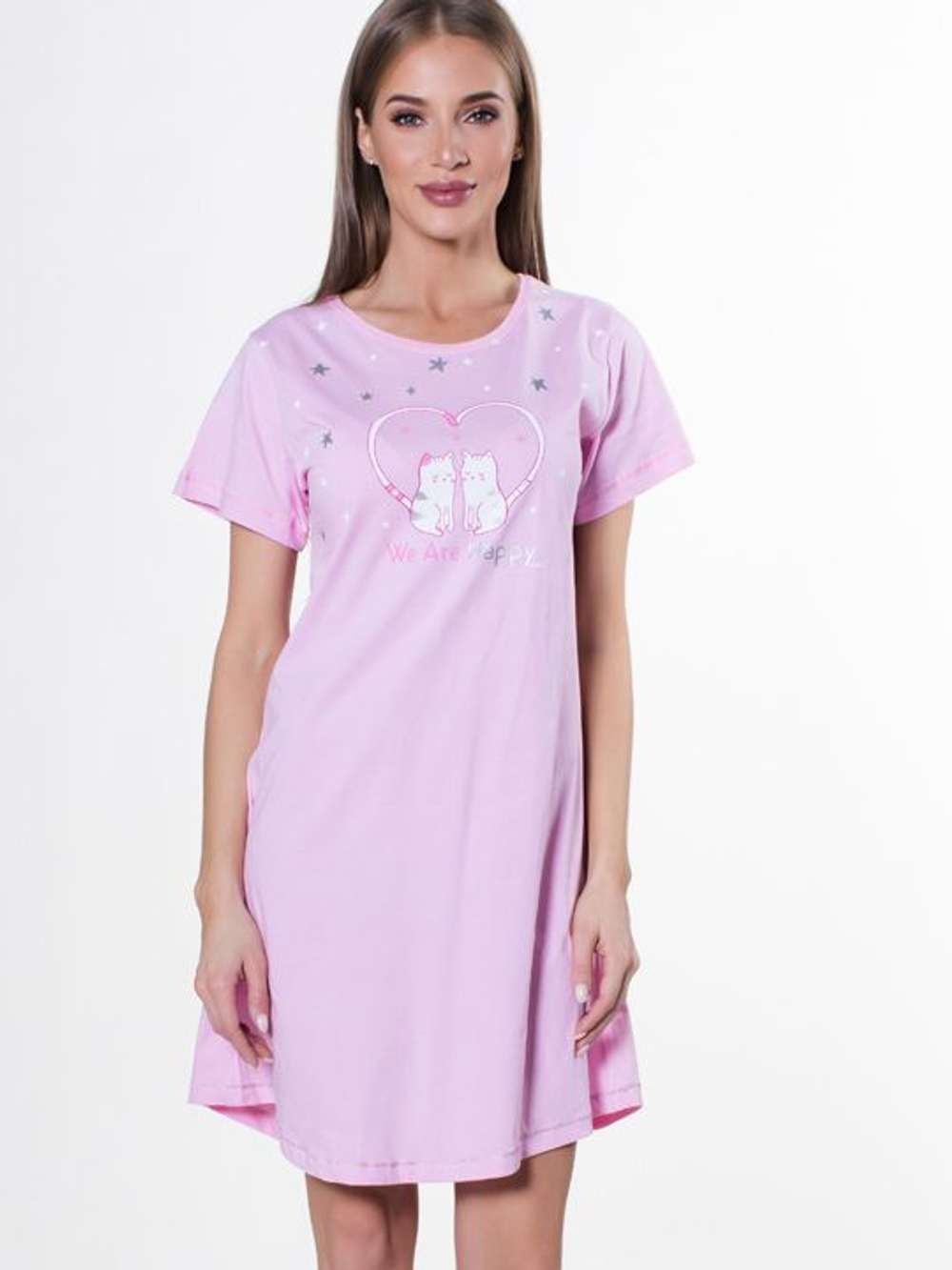 Хлопковая сорочка с принтом и надписью (Размер: XXL) (Цвет: темно-синий)