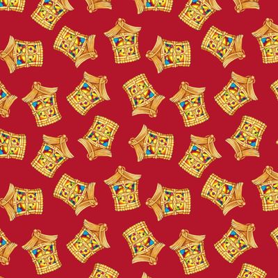 Домики на красном фоне