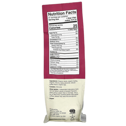 Teeccino, Травяной кофе из цикория, Java, средней обжарки, без кофеина, 312 г (11 унций)