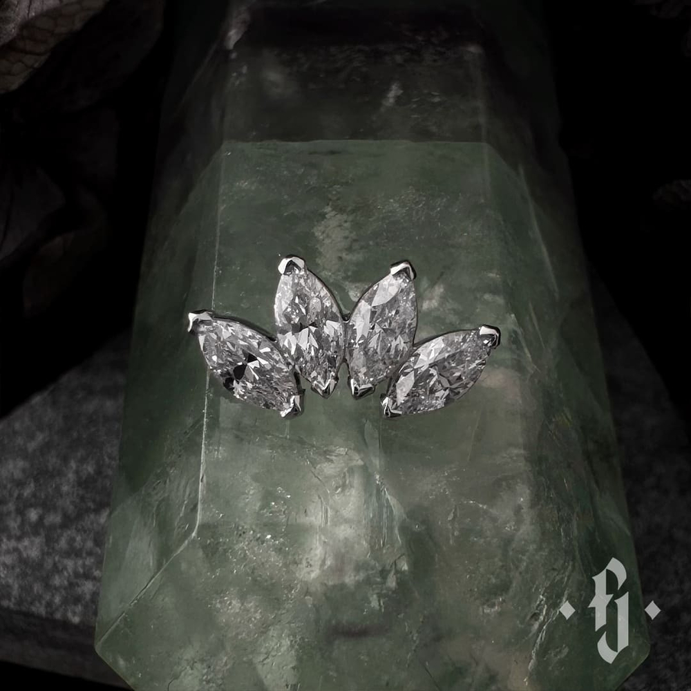 Кластер "Quadruple Marquise" - Белое золото - White CZ